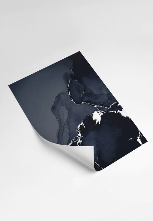 Dark Marble Real Silver Set Of 2 Posters